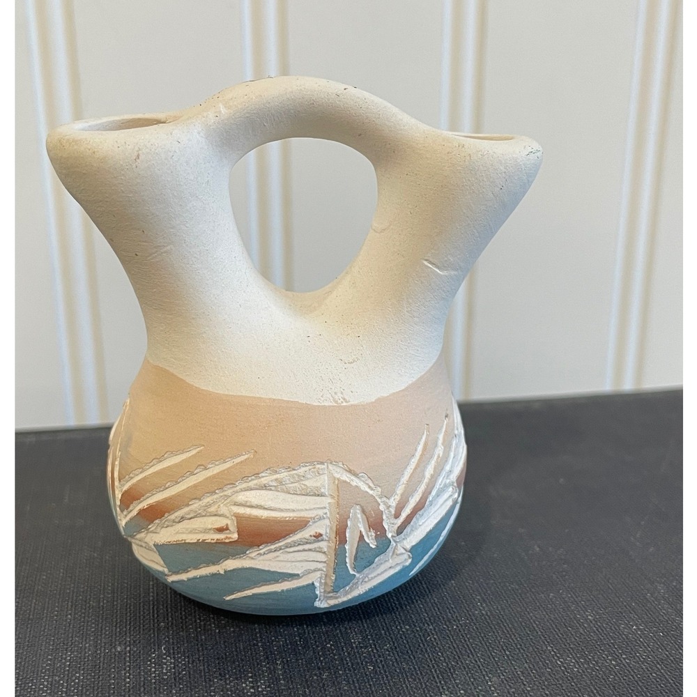 Southwestern Pottery Wedding Vase Native American Art Signed BB Navajo 2.75"